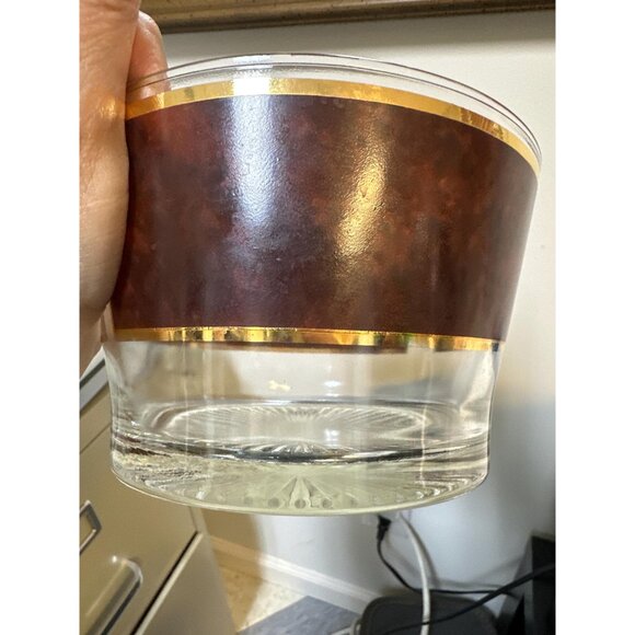 MCM Culver glass ice bucket in tortoise pattern with star cut base - Picture 3 of 6